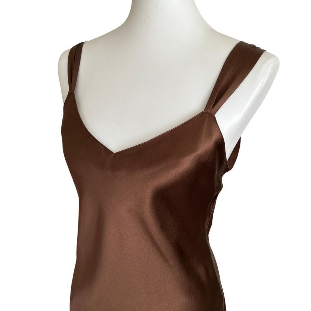 Vintage Chocolate Brown Silk Slip Dress - Picture 2 of 10